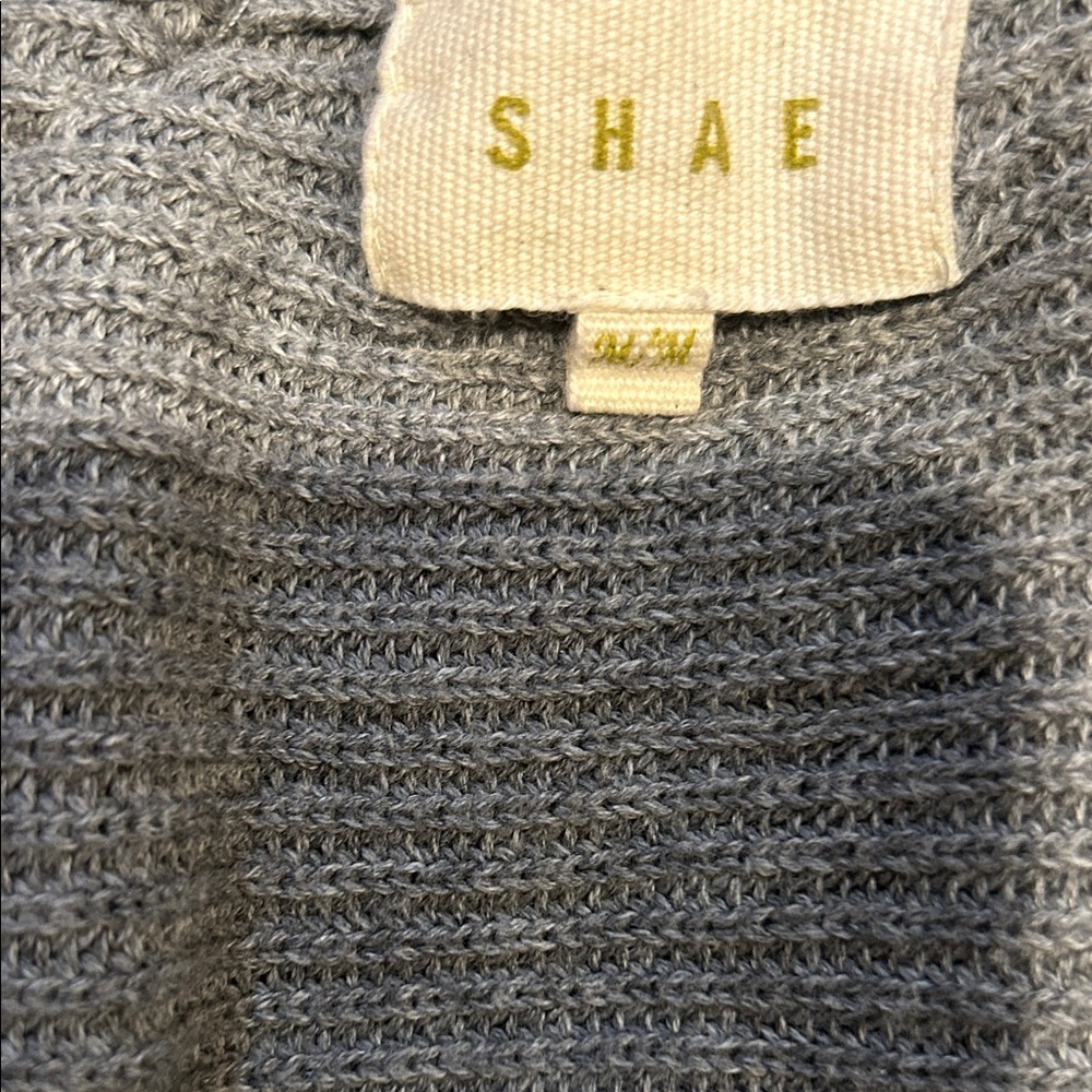 Shae Cotton Cashmere Blend Grey V-neck Sweater Size Medium - Picture 6 of 8